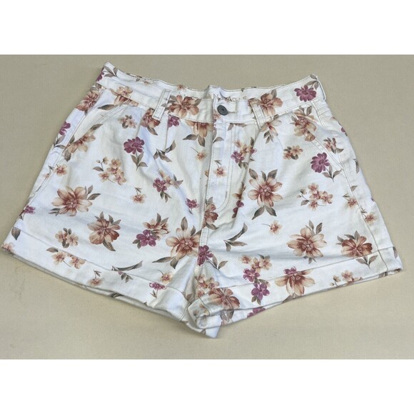 American Eagle Shorts 4 High Rise Floral Mom Jean Pleated Front Flowers - Picture 1 of 10